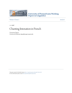 Chanting Intonation in French - ScholarlyCommons
