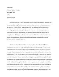 Matthew Whittaker Intro to Film 1023 6/27/12 Social Networking Is