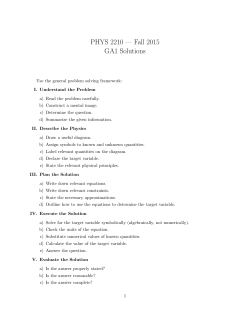 PHYS 2210 &mdash; Fall 2015 GA1 Solutions
