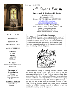 July 17, 2016 - All Saints Parish