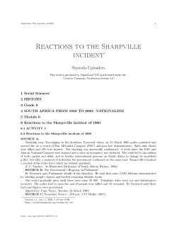 Reactions to the Sharpville incident