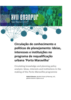 Circula&ccedil;&atilde;o de conhecimento e pol&iacute;ticas de planejamento