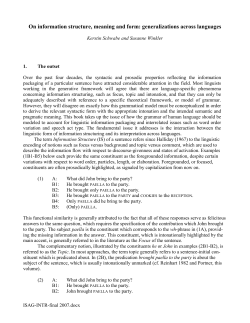On information structure, meaning and form: generalizations across