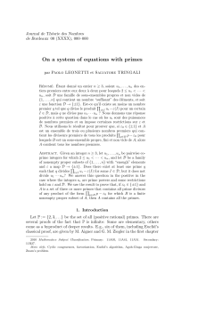 On a system of equations with primes