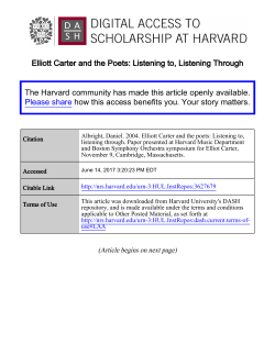 Elliott Carter and the Poets: Listening to, Listening Through The
