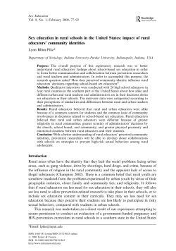 Sex education in rural schools in the United States: impact of rural