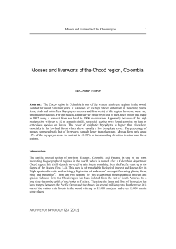 Mosses and liverworts of the Chocó region, Colombia.