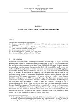 The Great Vowel Shift: Conflicts and solutions