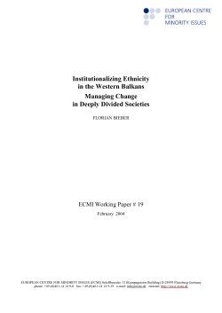 Institutionalizing Ethnicity in the Western Balkans