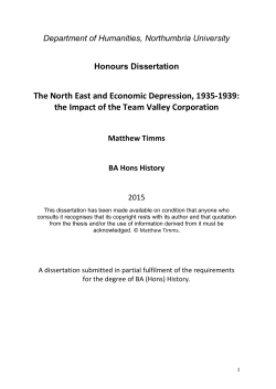 The North East and Economic Depression, 1935