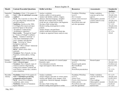 Honors English 10 May 2015 Month Content/Essential Questions