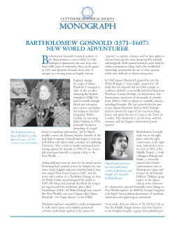 Gosnold, Bartholomew - Cuttyhunk Historical Society