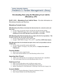 Downloading Data using the Bloomberg Excel AddIn (Bloomberg API)