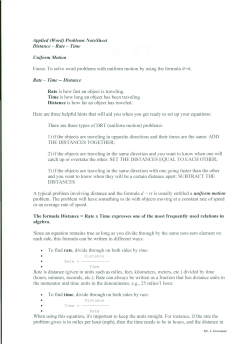 Applied (Word) Problems NoteSheet Distance - Rate