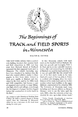 The beginnings of track and field sports in Minnesota.