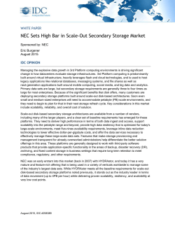 NEC Sets High Bar in Scale-Out Secondary Storage Market