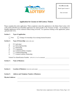 Application for License to Sell Lottery Tickets