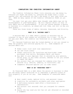 Creditor Information Sheet - Law Offices of Karen L. Grant