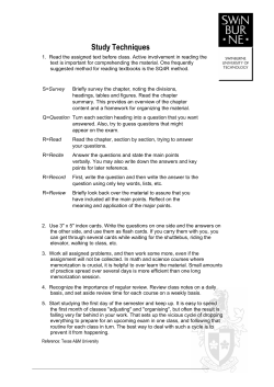 Study Skills Study Techniques - Swinburne University of Technology