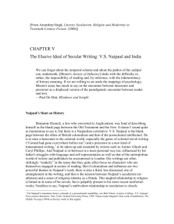 CHAPTER V The Elusive Ideal of Secular Writing: V.S. Naipaul and