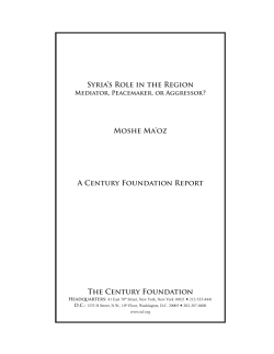 Syria`s Role in the Region Moshe Ma`oz A Century Foundation