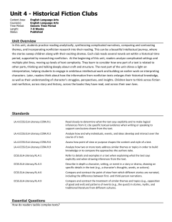 Unit 4 - Historical Fiction Clubs