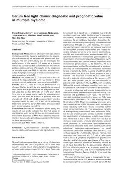 Serum free light chains: diagnostic and prognostic value in multiple