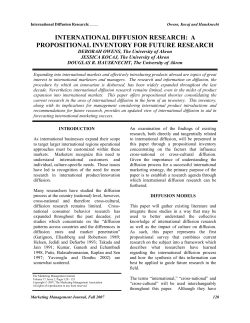 International Diffusion Research: A Propositional Inventory For