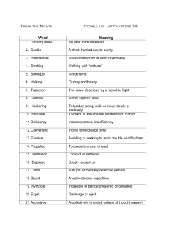 Freak the Mighty Vocabulary List Chapters 1