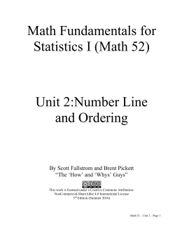 Math Fundamentals for Statistics I (Math 52) Unit 2:Number Line and
