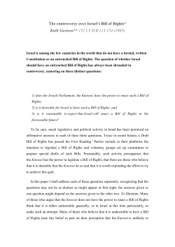 The controversy over Israel`s Bill of Rights* Ruth