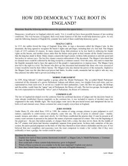 how did democracy take root in england?