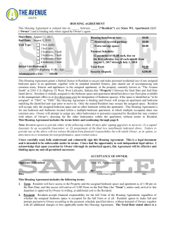 Sample Housing Agreement &ndash; The Avenue South
