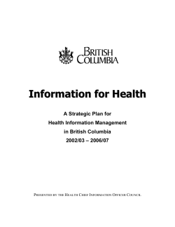 Information for Health - A Strategic Plan for Health Information