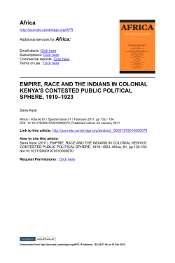 Empire, Race and the Indians in Colonial Kenya`s Contested Public