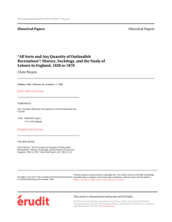 Leisure in England, 1820 to 1870