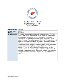 Grade 1 - Unit 4 - Plainfield Public Schools