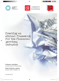 Creating an ethical framework for the financial services industry