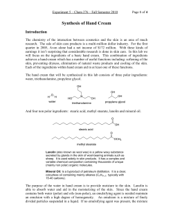 Synthesis of Hand Cream