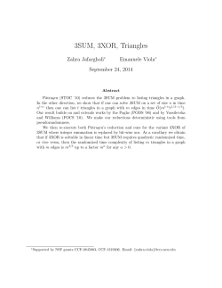 3SUM, 3XOR, Triangles - College of Computer and Information