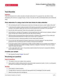 Tests - Office of Assessment