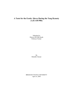 A Taste for the Exotic: Slaves During the Tang Dynasty (A.D. 618-906)
