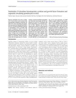 Interleukin-18 stimulates hematopoietic cytokine and growth factor