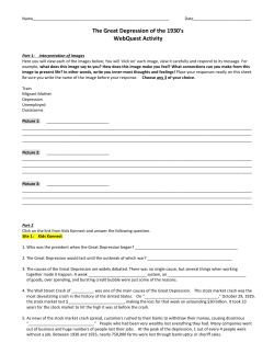 The Great Depression of the 1930`s WebQuest Activity