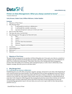 Primer on Data Management: What you always wanted