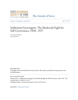 Settlement Sovereignty: The Meskwaki Fight for Self