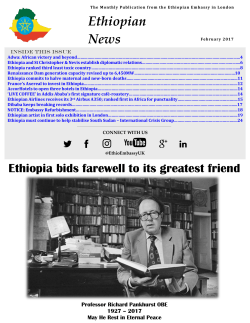 The Monthly Publication from the Ethiopian Embassy in London