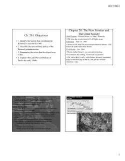 Ch. 20.1 Objectives Chapter 20: The New Frontier and The Great