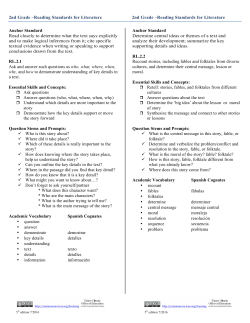 Reading Standards for Literature 2nd Grade