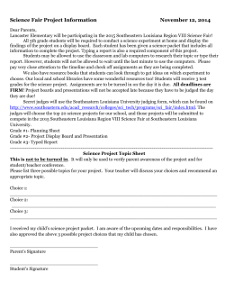 Science Fair Project Information November 12, 2014